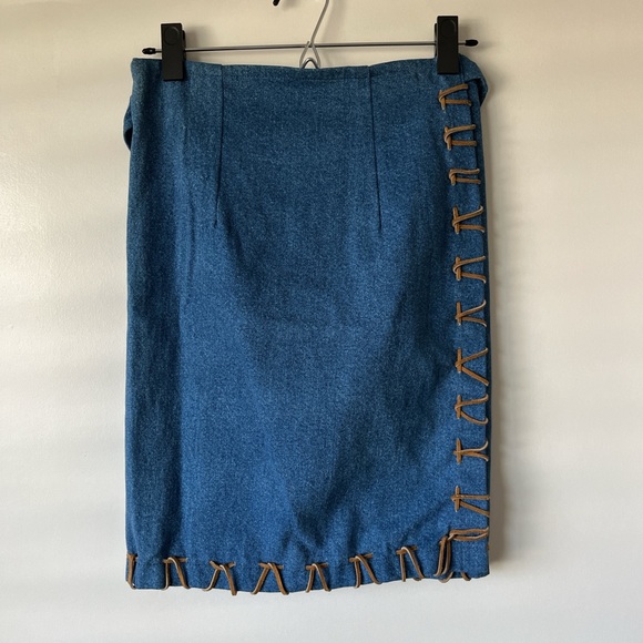 james halbert Dresses & Skirts - Vintage Western Denim Skirt with Contrast Stitch Detail